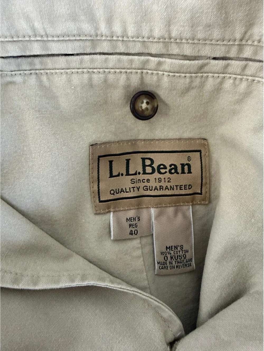 L.L.Bean Sport Coat Blazer Men's 40R Khaki Tan 100% Cotton Casual Jacket